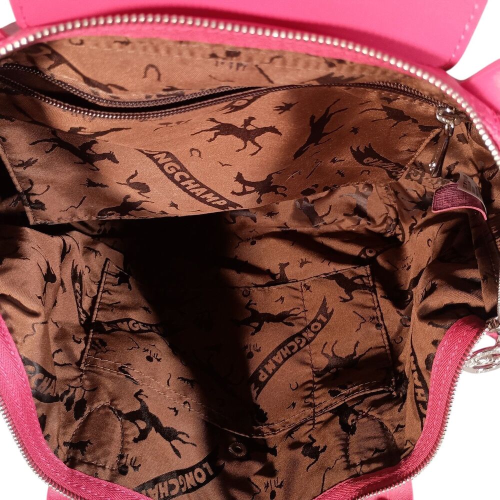 Longchamp Le Pliage Cuir 2-Way Leather Tote Shoulder Bag Pink - Picture 14 of 16